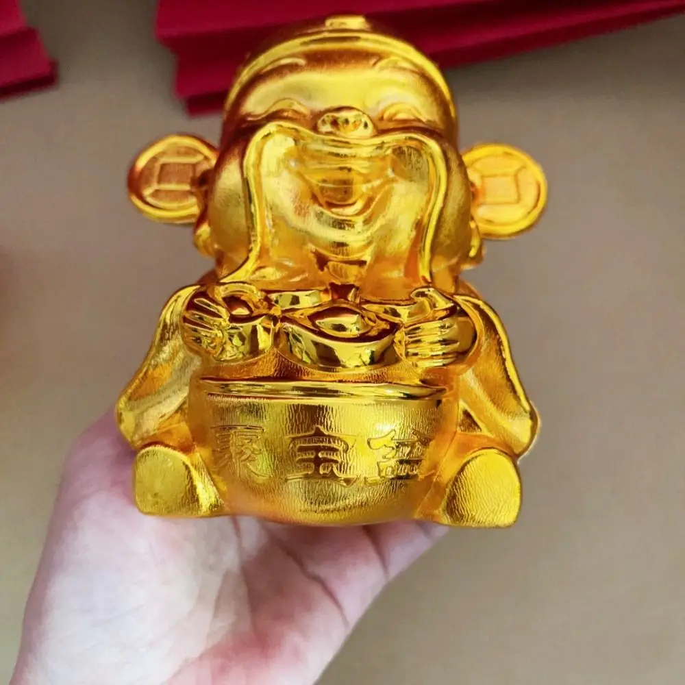 Gold Cartoon Piggy Bank Good Luck Thickened God of Wealth Coin Jar Durable Anti-fall Coin Saving Box New Year Celebration