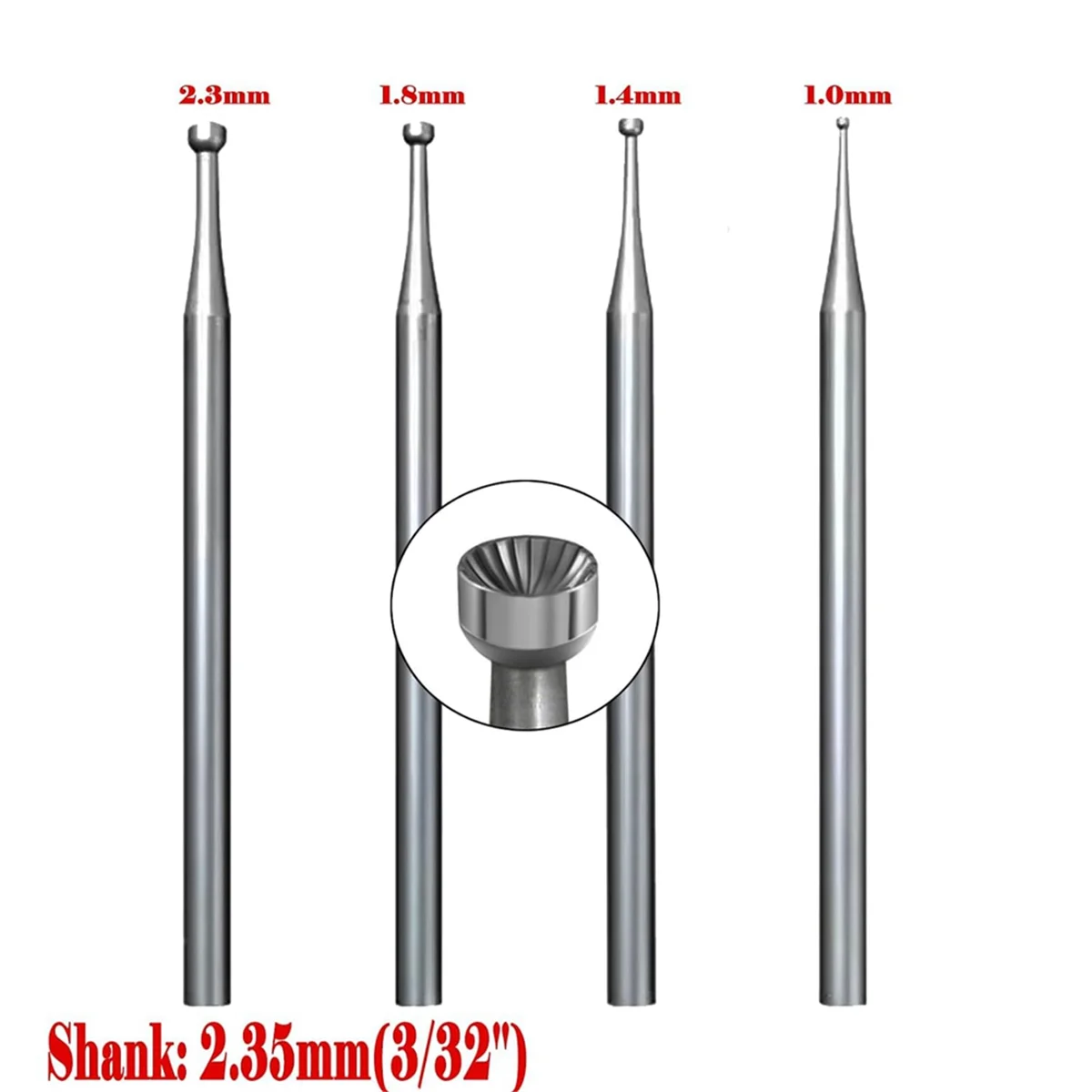 4 Pcs Round Cup Burr, 3/32Inch Shank Wire Rounder Bits with Hand Drill Wire Twisting Tools(1mm/1.4mm/1.8mm/2.3mm)