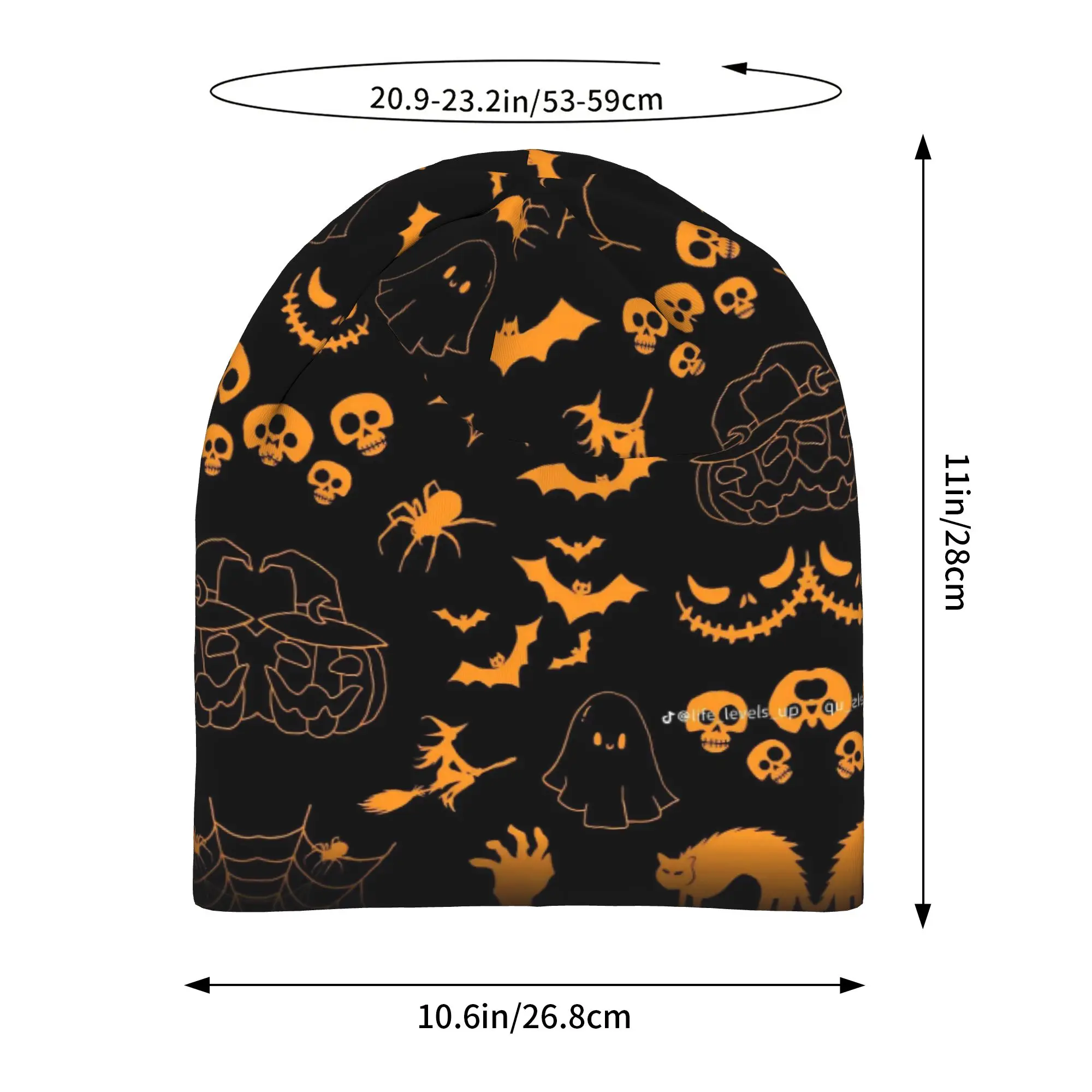 Halloween Ghost Pumpkin Spooky Trick Or Treat Witch Beanie Cap for Men Women Streetwear  Cooling Skull Cap Sweat Wicking