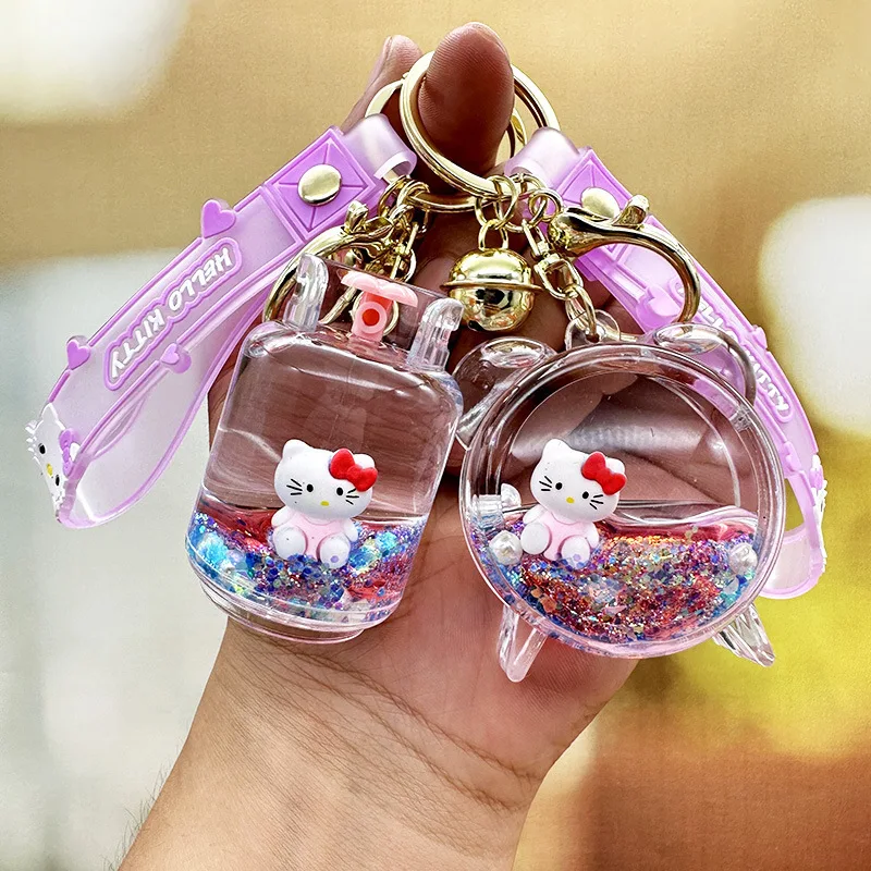 Miniso Sanrio لطيف KT القط مفتاح سلسلة خزان الغاز الإبداعية زوجين موضة حقيبة السيارة مفتاح سلسلة قلادة النساء