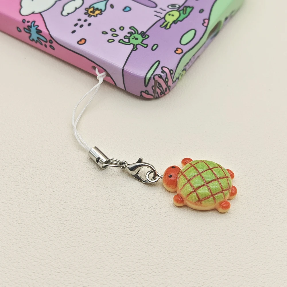 Kawaii Turtle Bear Phone Charms Pendant Cute Anime Keychain Cases For iP 16 CCD Camera Airpods Earphones Ins Korea Lanyards