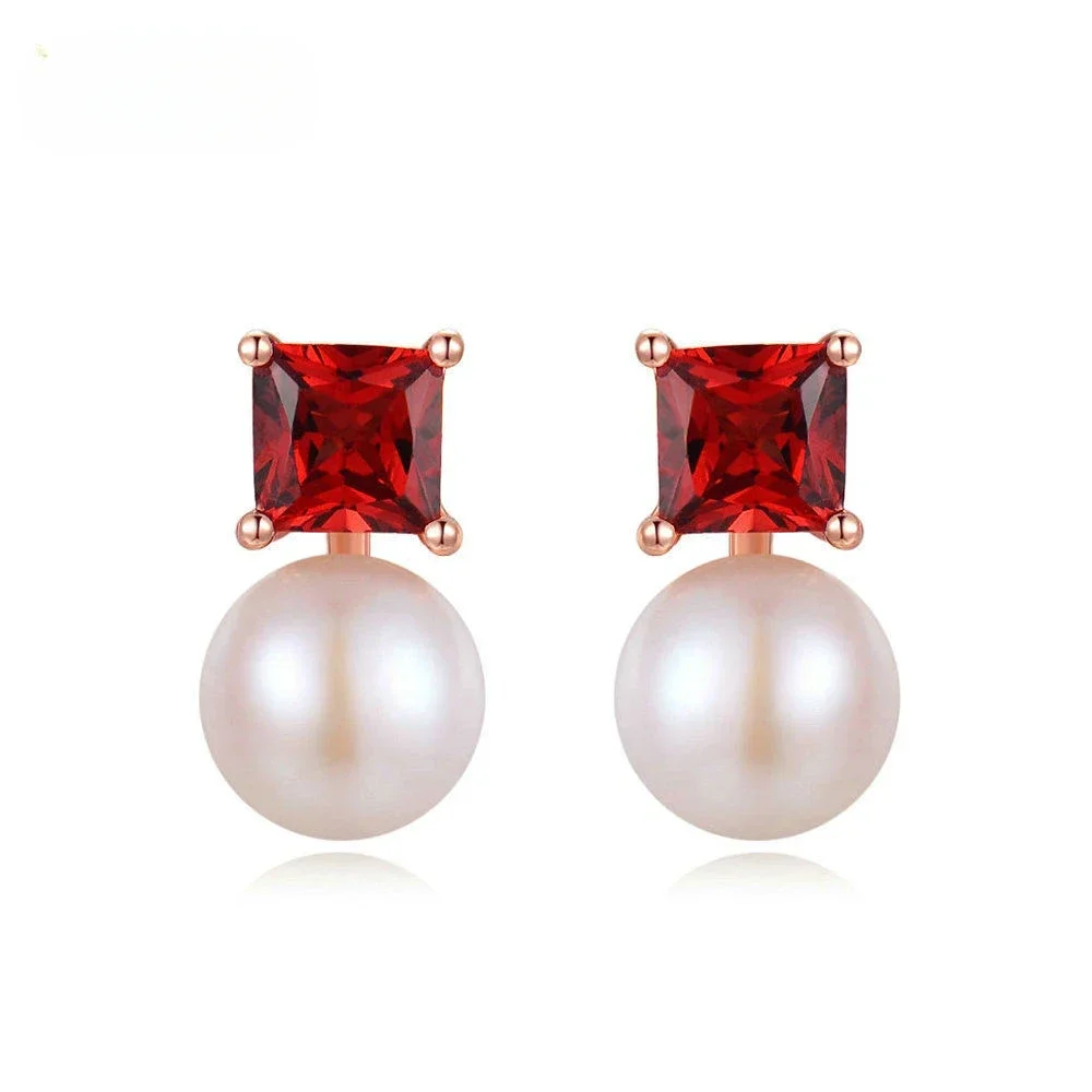 

2024 Y2K New Trendy Stainless Steel Women Cartilage Spiral Girls Ear Studs Light Luxury Red Crystal Pearl Earnail Jewelry Gift