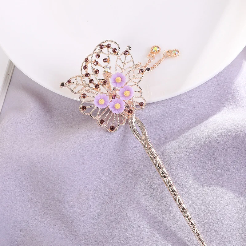 Classical Simple Coiled Cheongsam Ball Headdress Chinese Style Classical Sandal metal Hairpin Set with Imitation Jade Pearls