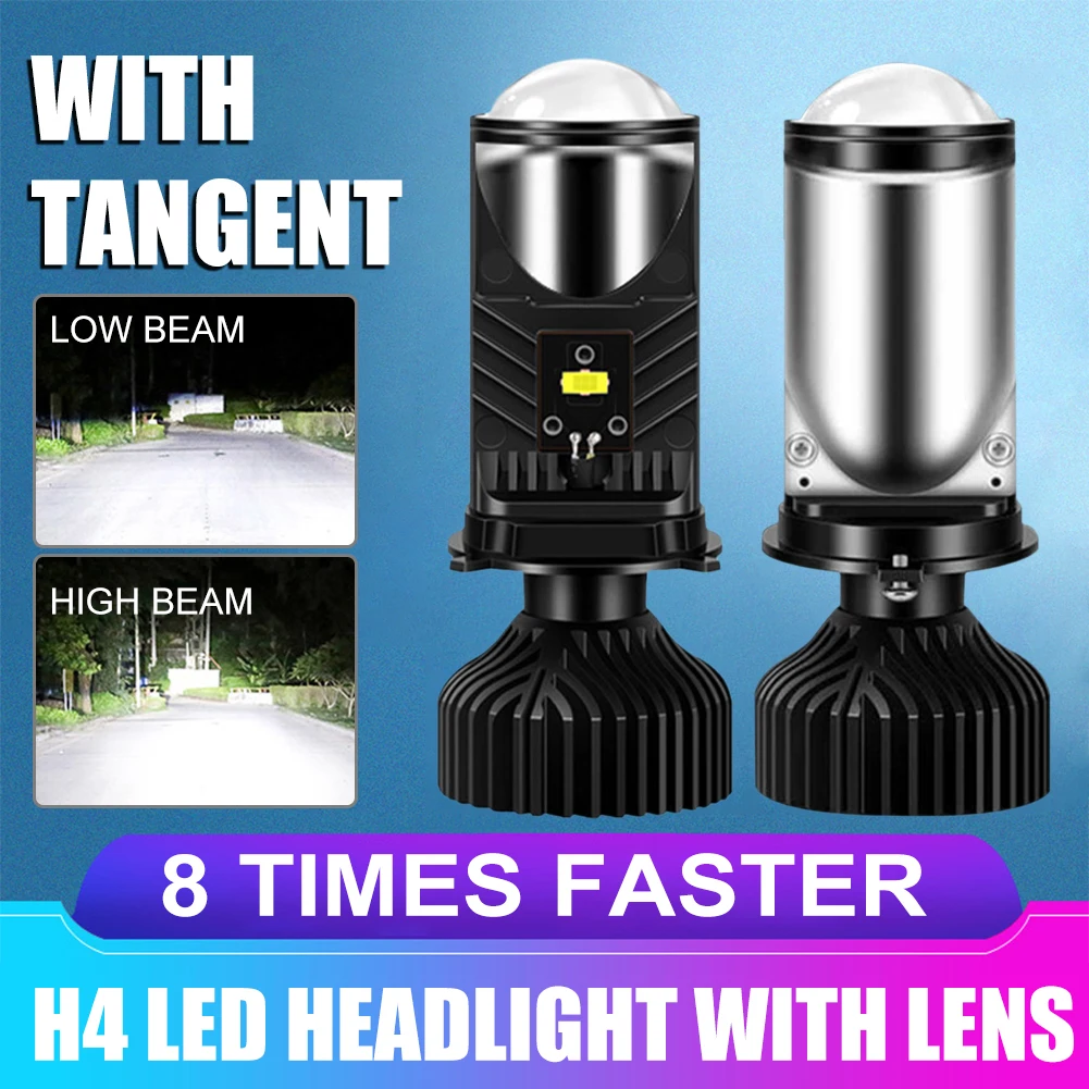 NEW 2 pieces 130W/pair car headlight H4 LED bulb mini projector lens 20000LM DC12V LED headlight high/low beam comes with lens