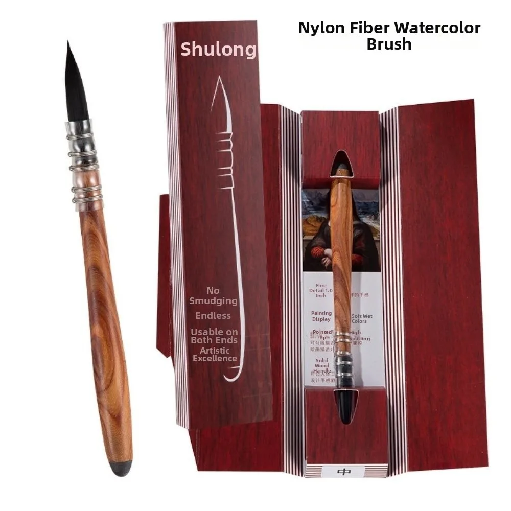 

High Quality Art Brush Nylon Fiber Soft Round Tip Printmaking Brush Both Ends Use 2-in-1 Design Oil Painting Brush