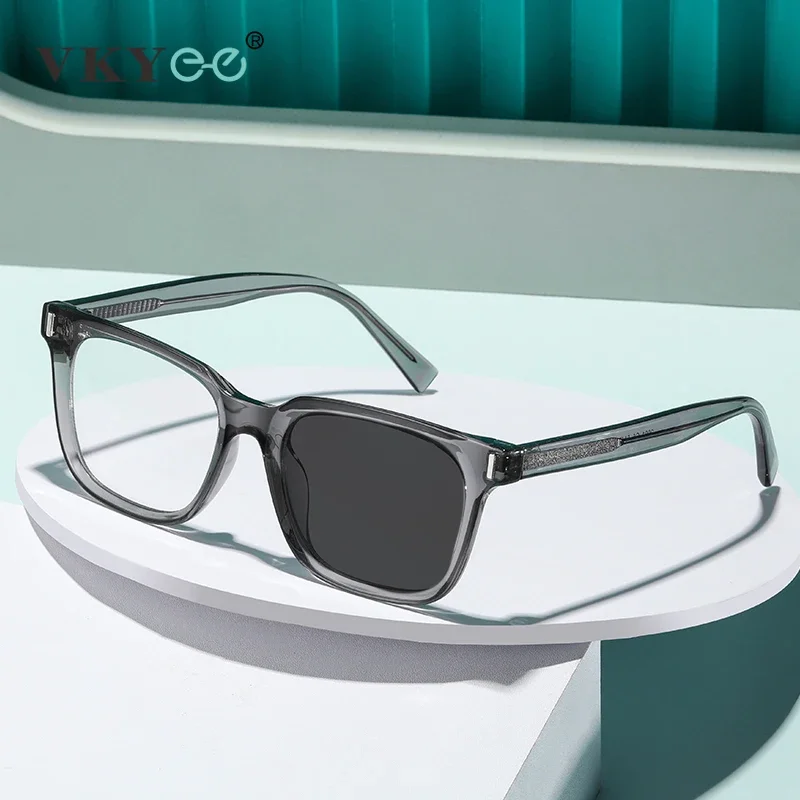 VKYEE New Men\'s Geometric Simple Large Frame Fashion Design Eyewear Customizable Prescription Blue Light Glasses Photochromic