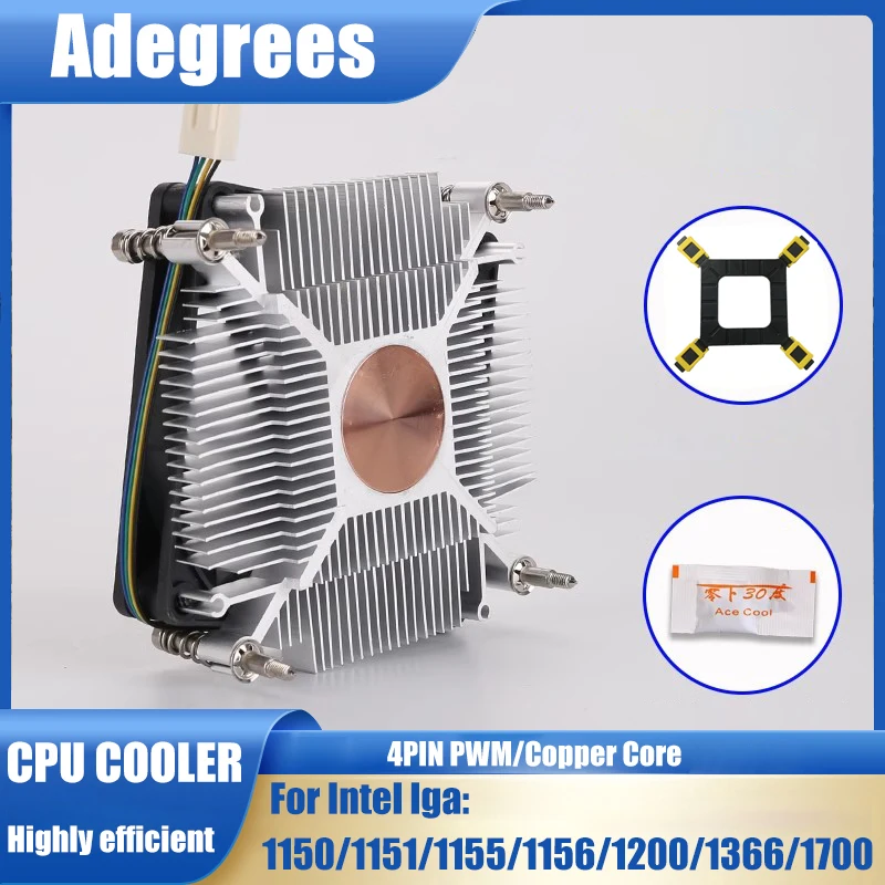 80MM 미니 CPU 공랭 쿨러 타워 슬림 CPU 팬 PC 라디에이터 (인텔 LGA 1155 1156 1150 1151 1366 1700 1200 호환) 저소음 쿨링 팬