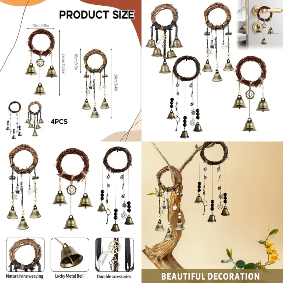 4 Pcs Witch Bells P…