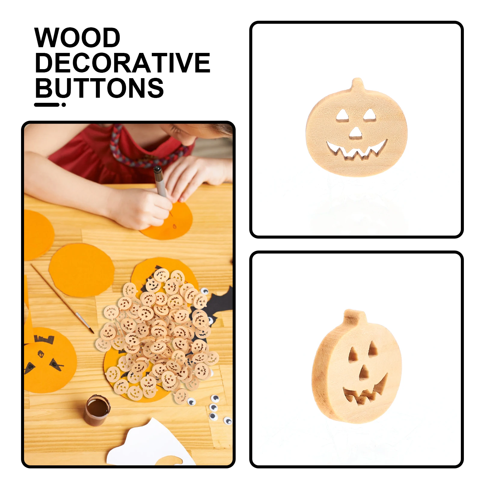 

100pcs Unique Pumpkin Buttons for DIY Crafts Halloween Wooden Decorative Sewing naments Replacement Smooth Small