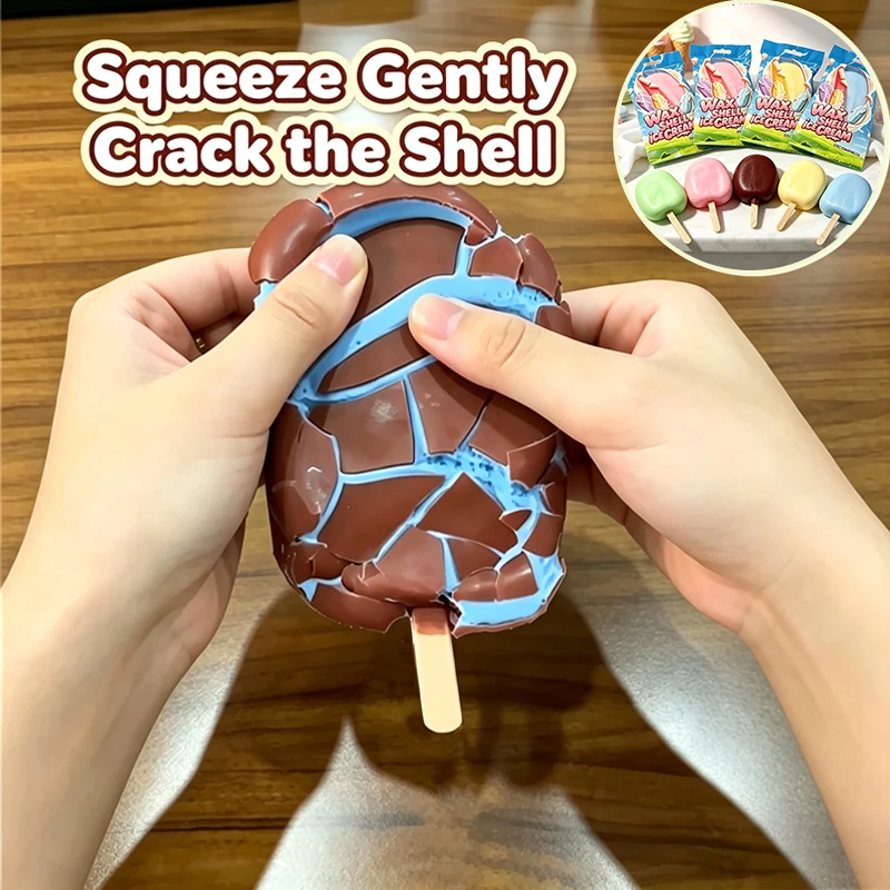 Wax Ice Cream Chocolate Squeeze Ball Multicolor Crispy Shell Crack ASMR Sound Stress Release Desktop Decor for Party Favors Gift