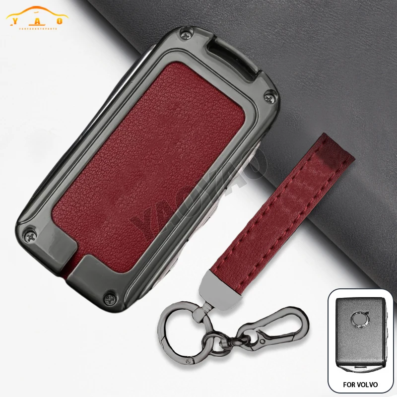 

Car Zinc Alloy Leather Key Cases Holder Cover For Volvo XC40 XC60 S90 XC90 V90 2017 2018 T5 T6 T8 car keychain