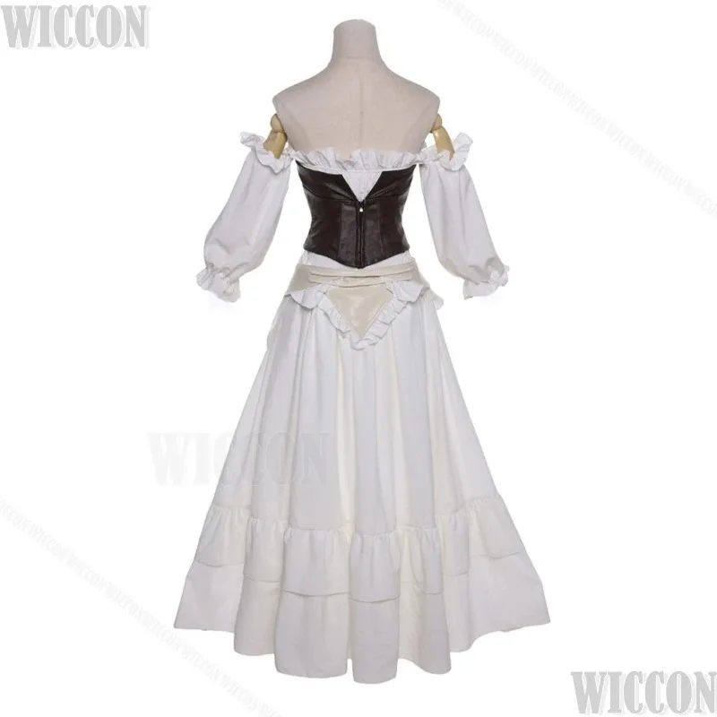 Augmented Neo-Ishgardian Fiinal Fantassy XIV Cosplay Costume Battle Pure White Dress Fishbone Corset Women Medieval Vintages;3,k