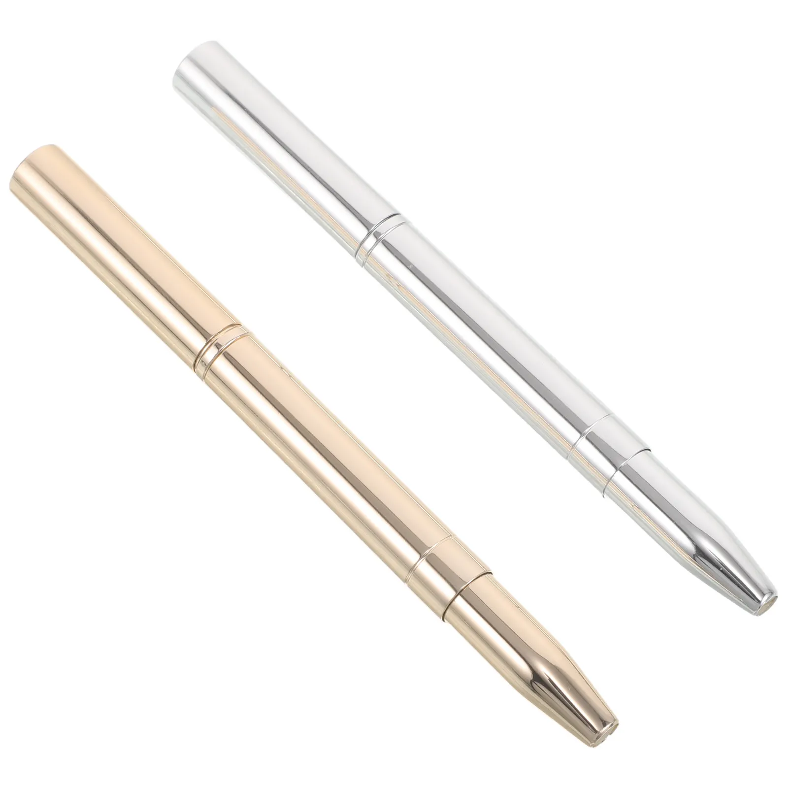 2Pcs Retractable Lip Brush Double-Ended Metal Lipstick Applicator Travel Makeup Brush with Cap Adjustable Length for Liner