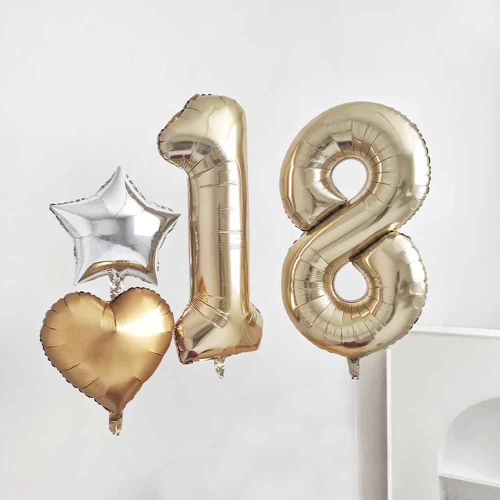 1 Stück 40 Zoll großer weißgoldener hellgoldener Folienballon mit Zahlen für Mädchengeburtstage, Helium-Ballon mit großen Zahlen 0-9 zur Dekoration – Detail 3