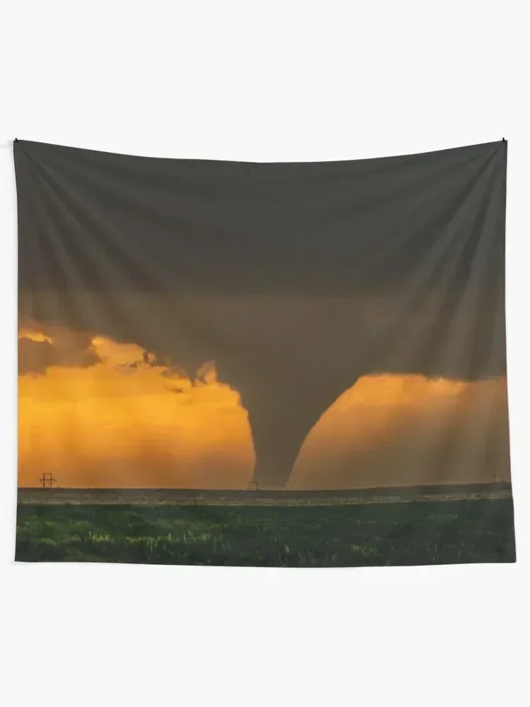 Silhouette - Large Tornado Rumbles Over Kansas Tapestry Room Ornaments Wall Tapestries Decoration Pictures Room Wall Tapestry