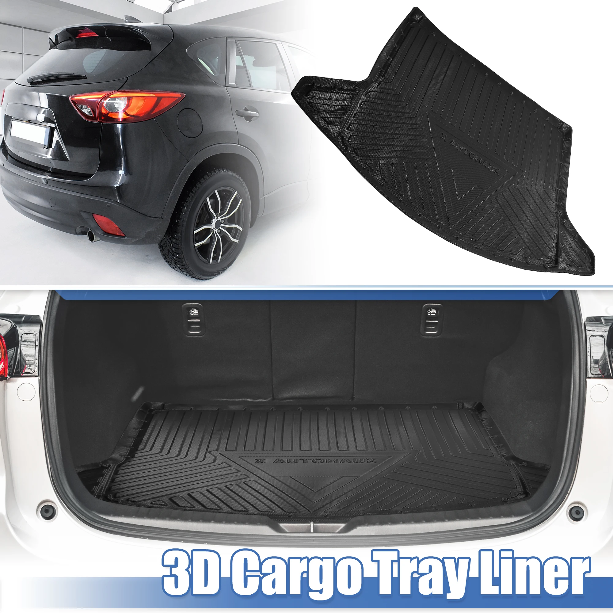 X Autohaux Cargo Trunk Tray Cargo Liner Rear Trunk Floor Mat Odourless Non Slip Waterproof Protector for Mazda CX-5 2017-2021