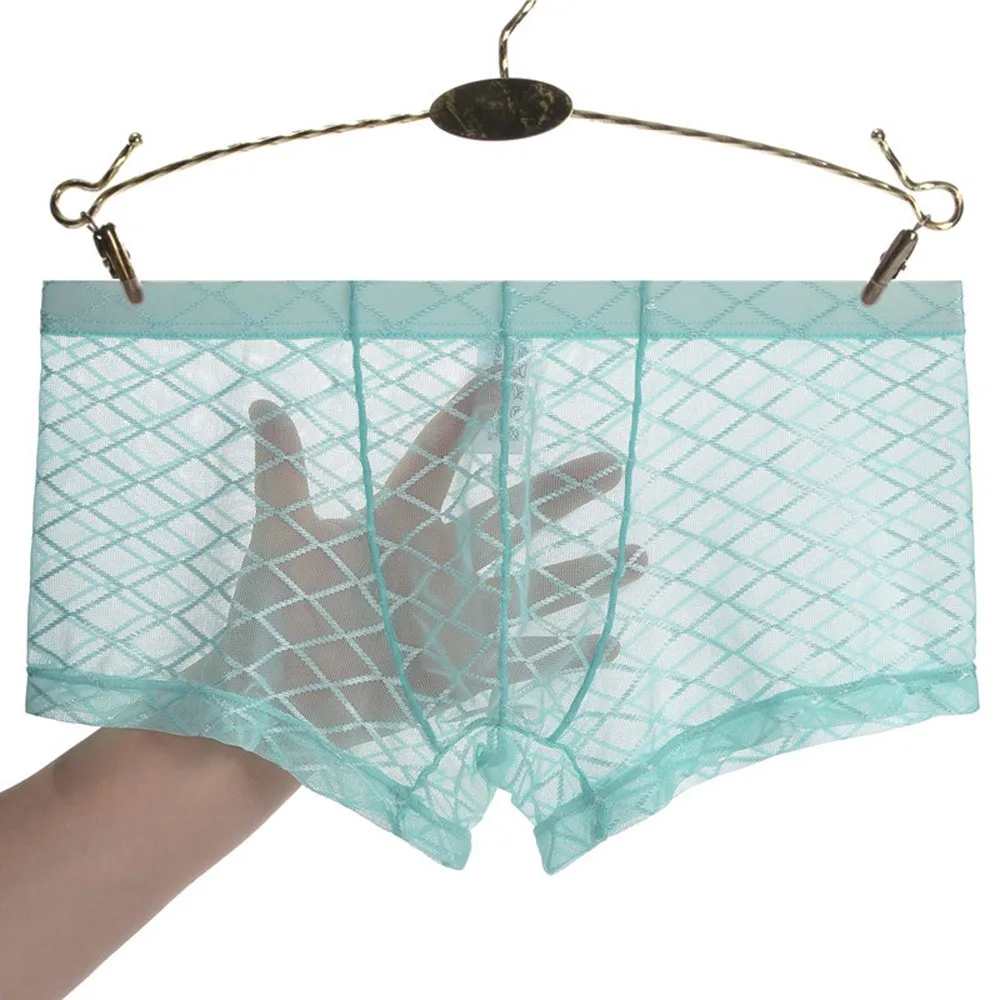 

Thin Briefs Underpant Underwear Trunks Breathable Lingerie L~2XL Men's Mesh Panties See Through Shorts Hot Sale