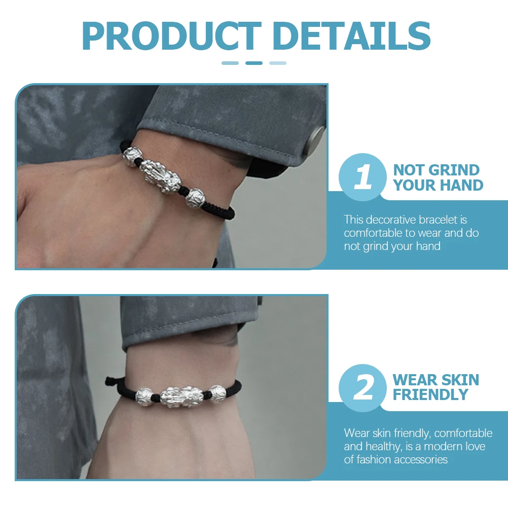 

Bracelet Chinese Style Adjustable Rope Woven Thread Protection String Bracelets for Men Boys Wealth Symbol