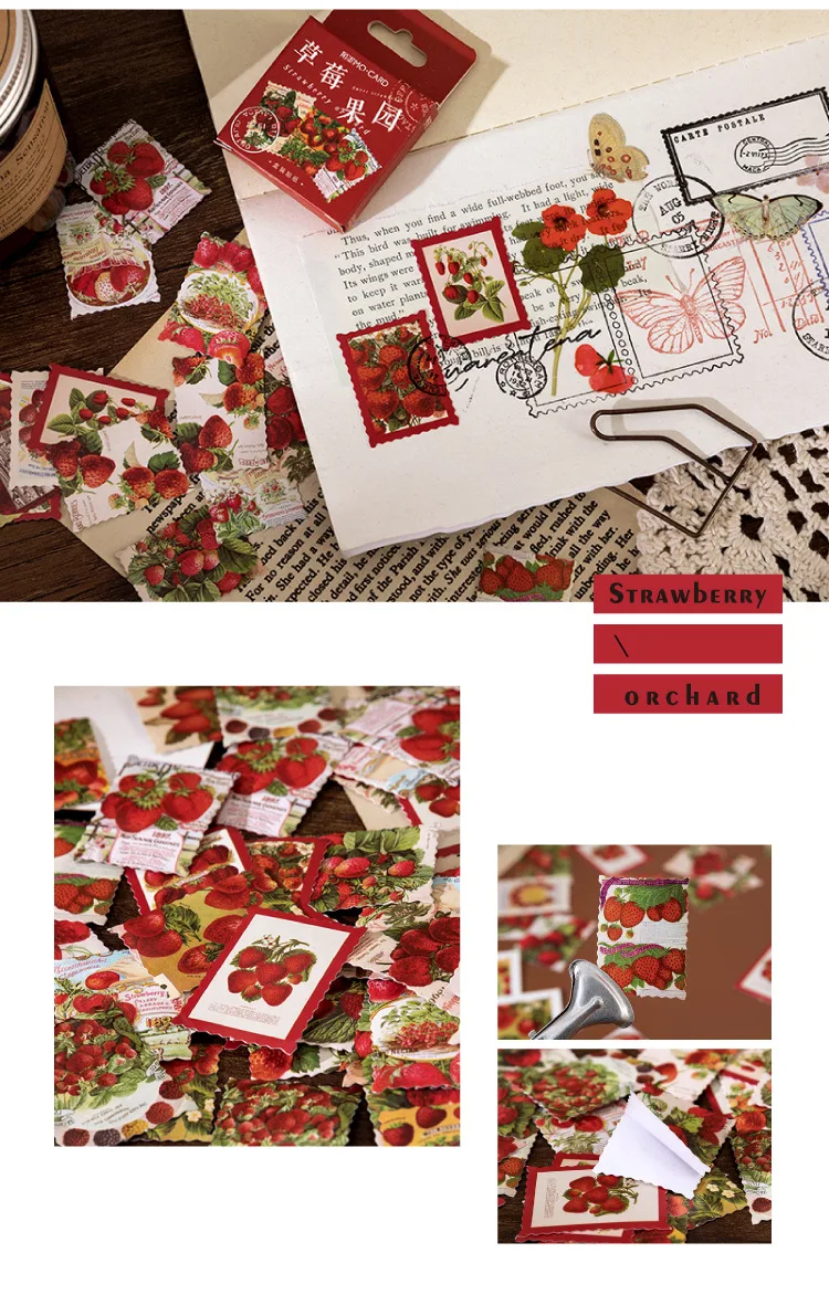 45 Pcs/Set Kawaii Strawberry Cheese Mini Paper Stickers for DIY Album Diary Scrapbooking Label Cute Stationery Decoration