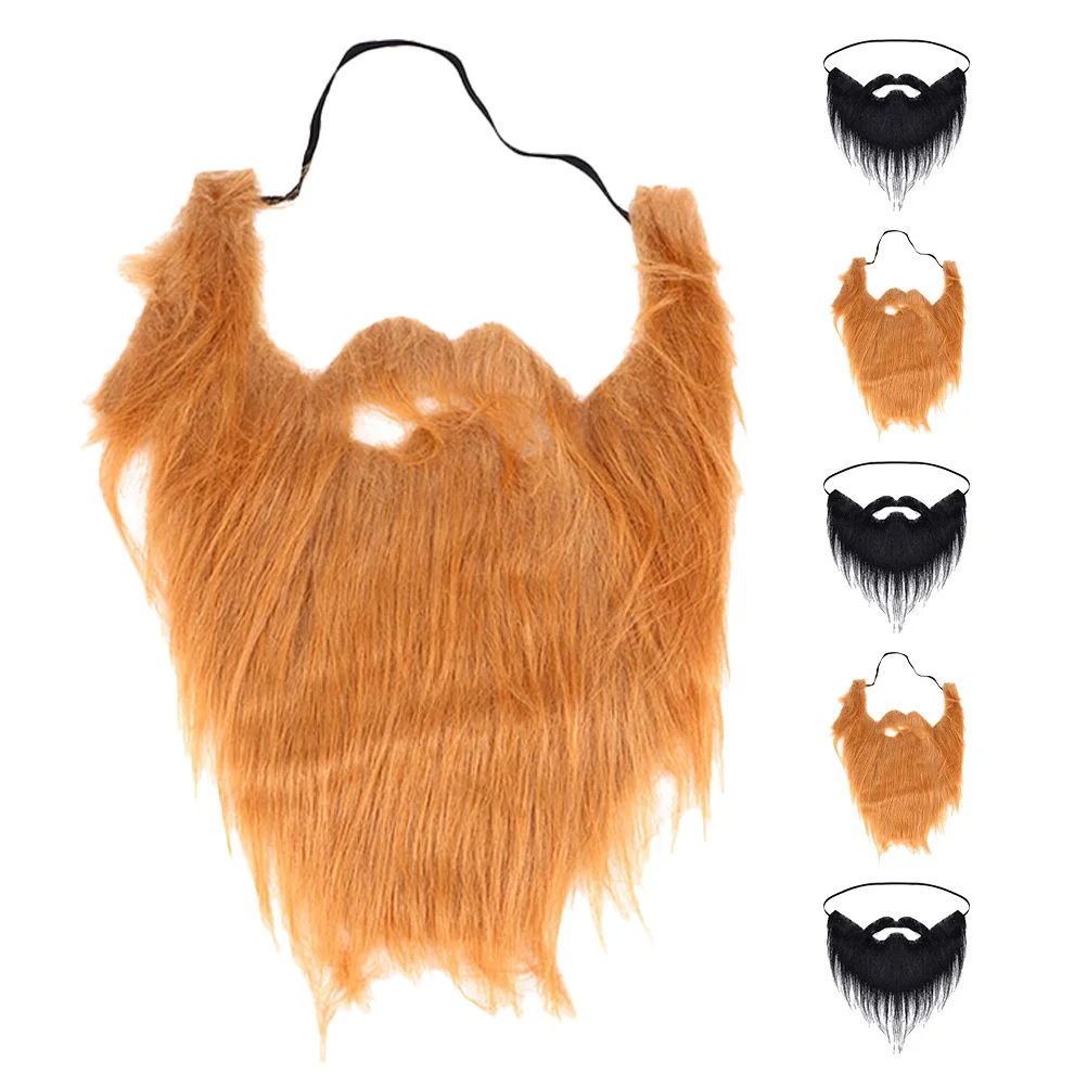 6pcs Fake Beard Halloween: Realistic Full Artificial Facial Hair Lightweight Cosplay Costume Party Accessory For Men Masquerade