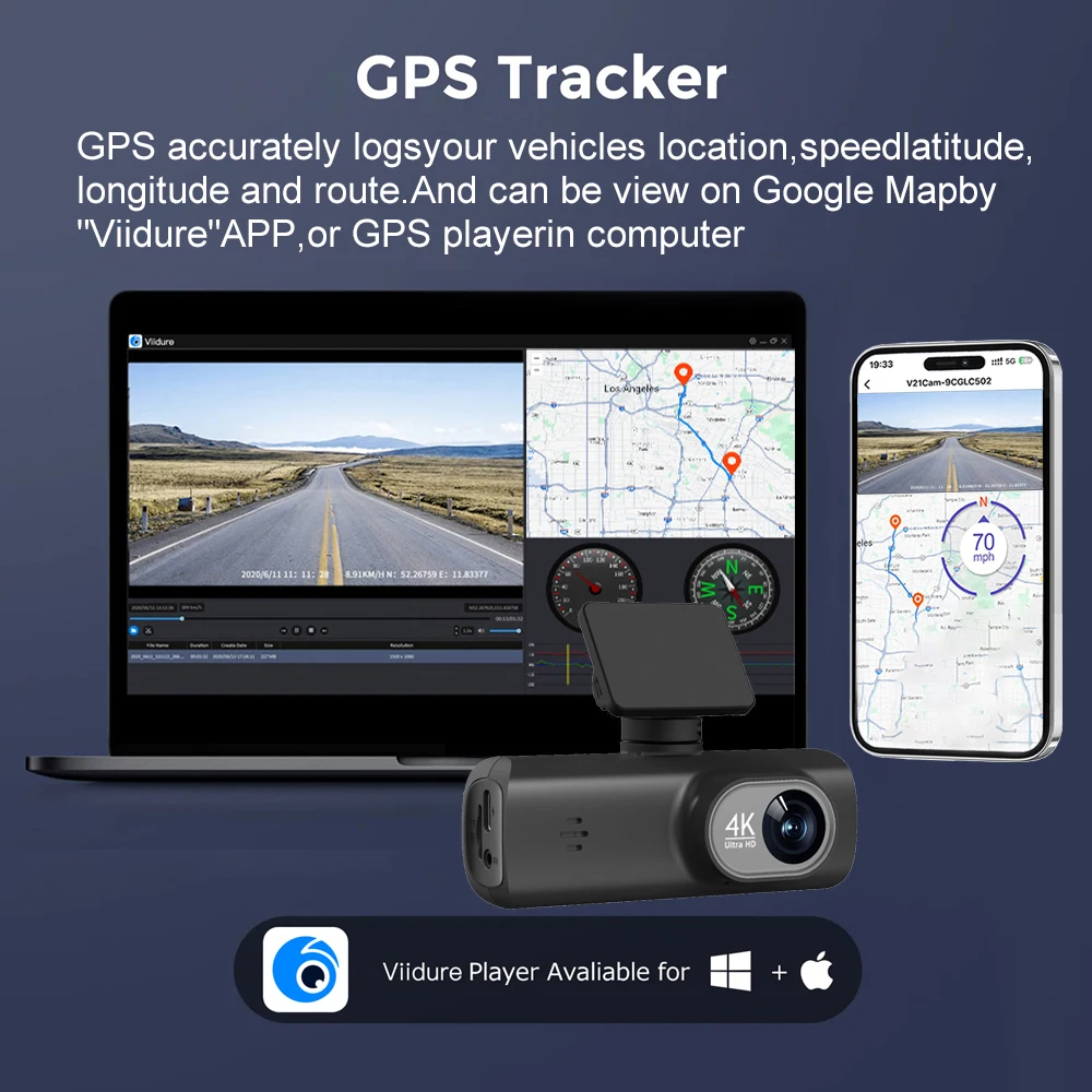 Dashcam 4K Uhd Voor Auto Camera Voor Achter Dubbele Lens Met Gps Wifi 24H Parkeermodus Nachtzicht Auto Dvr Video Registrator