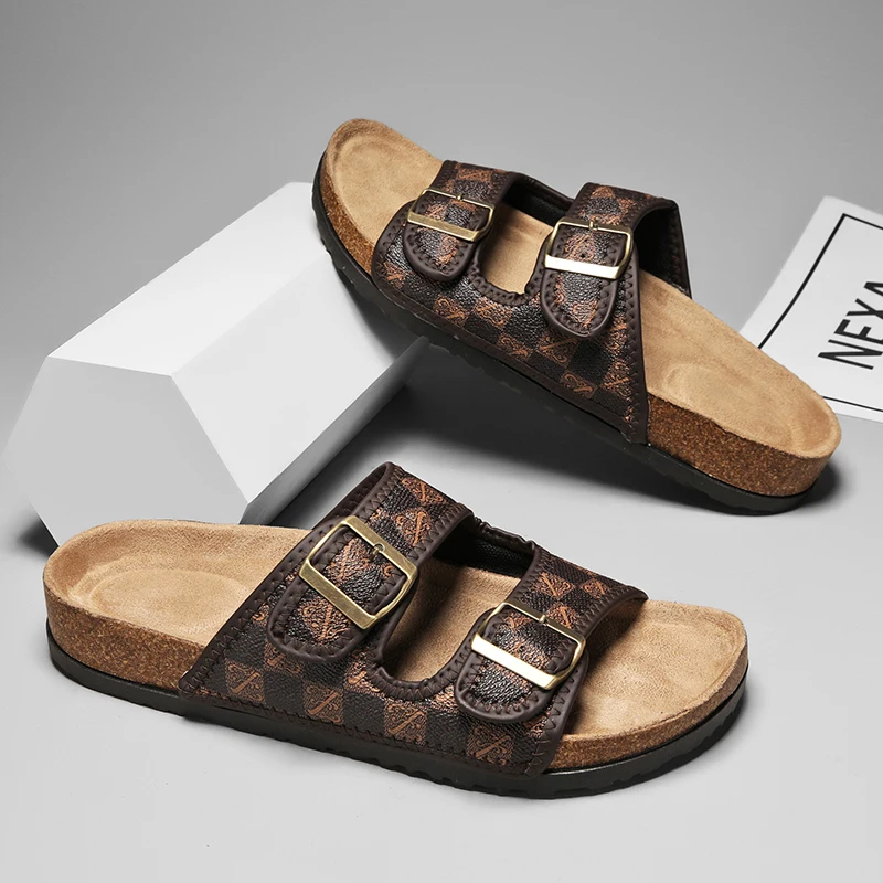 

Унисекс, мужские и женские пробковые сабо в стиле ретро, тапочки, удобные модные сабо с поддержкой свода стопы, классическая пляжная обувь, мужские кожаные сандалии