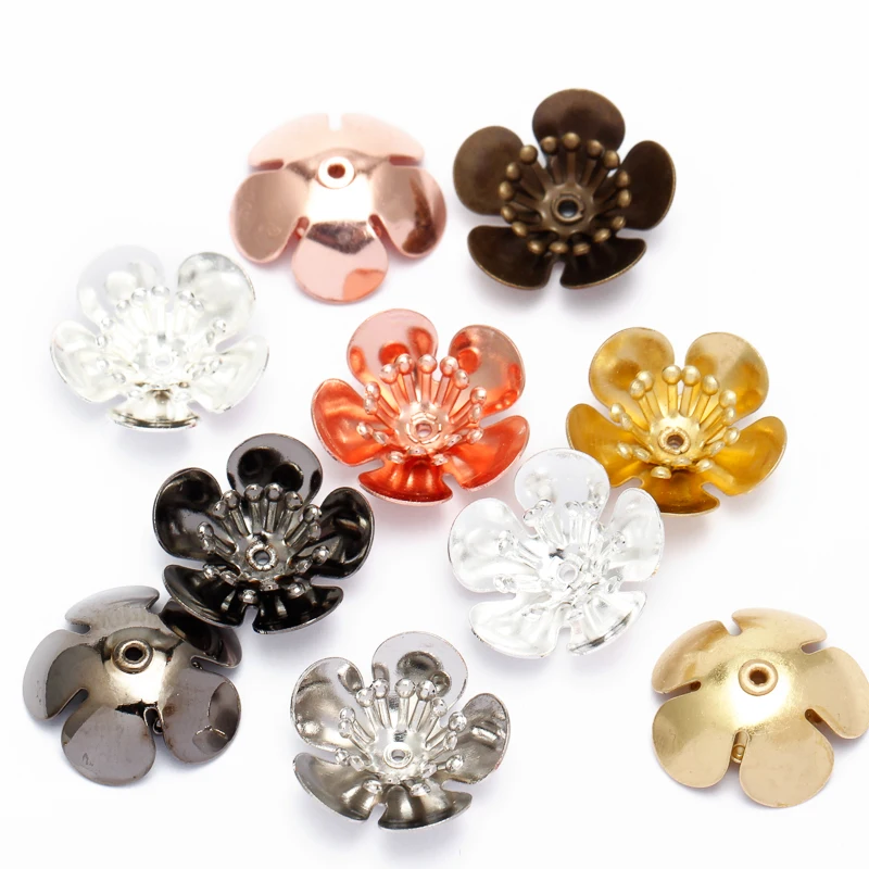 10pcs 16x6MM Copper Flowers Base Setting Filigree Wraps Connectors Charm Findings For Jewelry Making Components