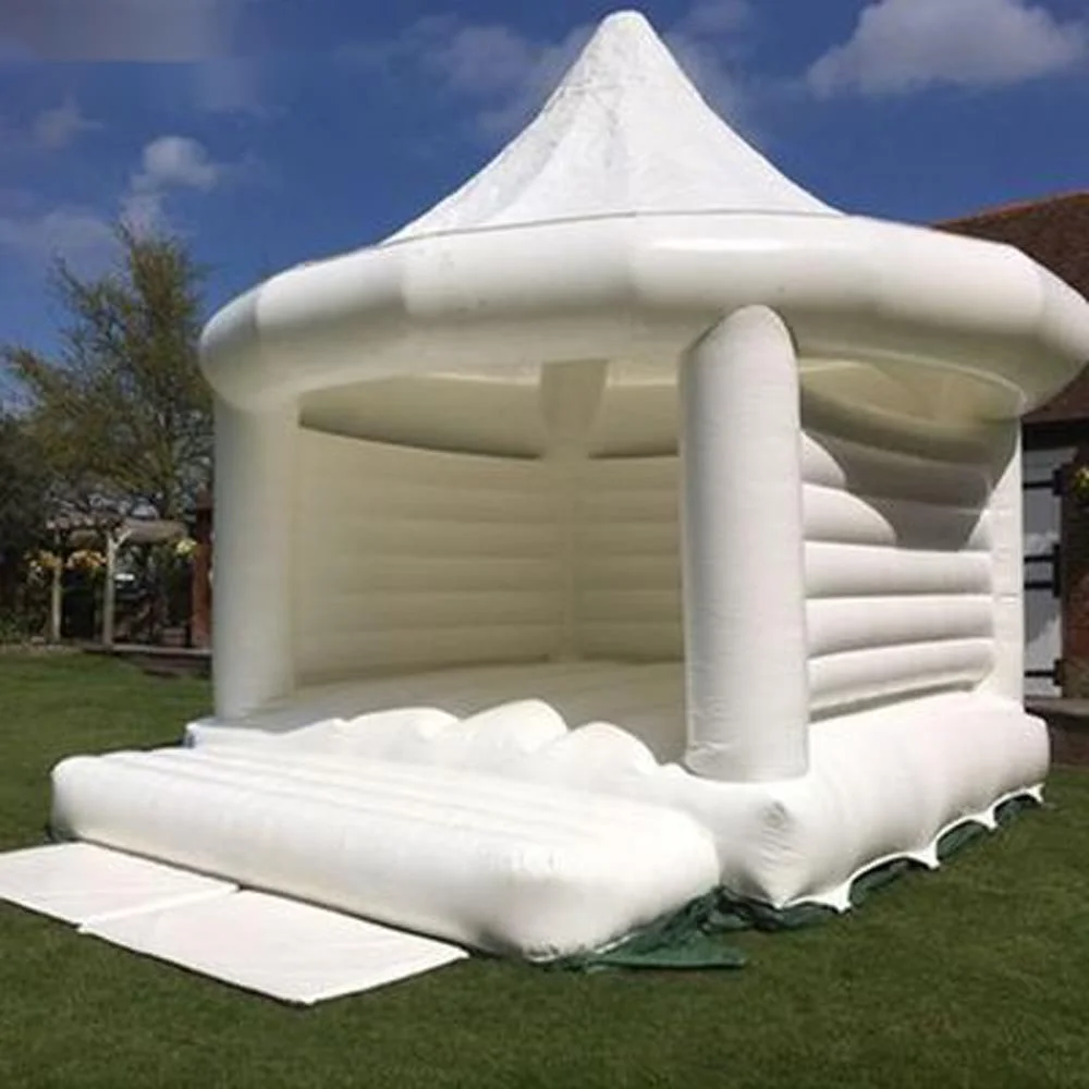 wholesale Royal White Wedding Bounce House Inflatable Bouncy Castle With Tent Moonwalks Jump Bouncer Air Bed For Kids And Adults