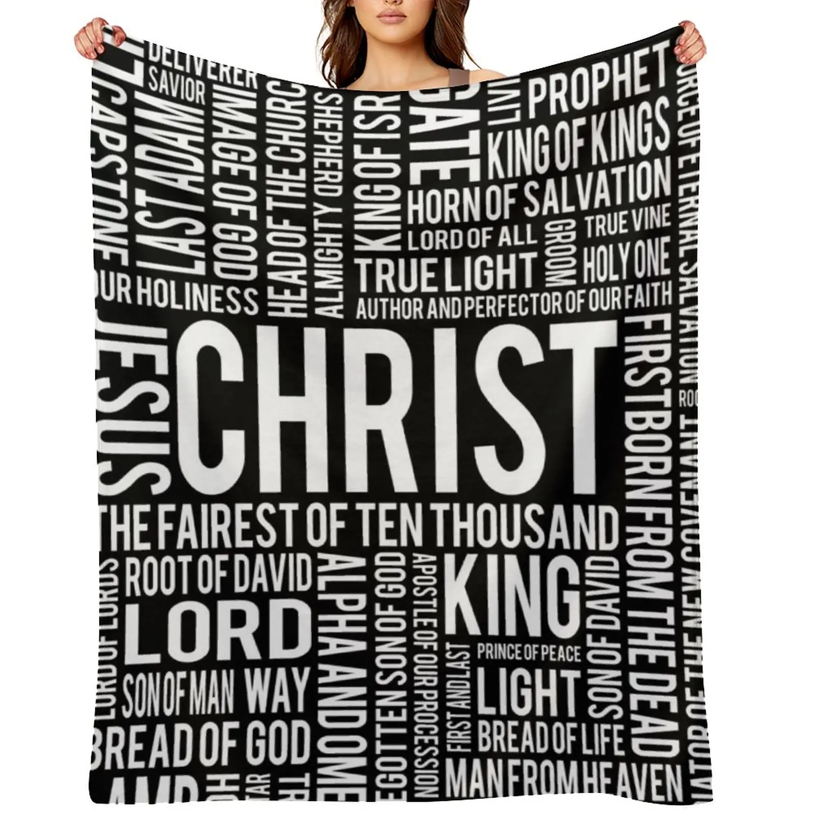 

100 Names of Christ - White Throw Blanket Tourist Decoratives cosplay anime Warm Blankets