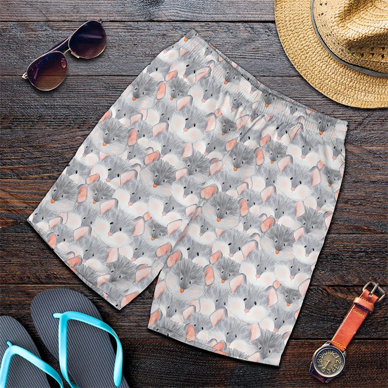 Cartoon Animals Shorts Men Gym Quick Dry Running Sport Shorts Summer Kawaii Anime Rat 3D Print Casual Beach Short Pants Fitness