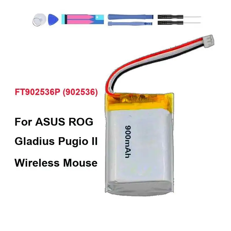 FT902536P 902536 Wireless Mouse Battery Premium Replacement 900mAh For Asus Rog Gladius Pugio II Wireless Mouse Long Lasting