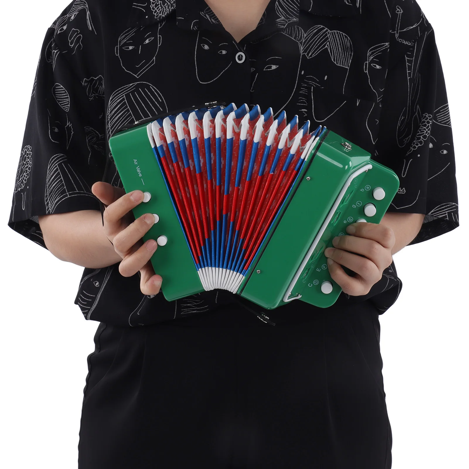 Children's Growing Musical Instruments 7 Keys 2 Bass Small Accordion Stage Playing Solo and Ensemble (Windchest Color Random)