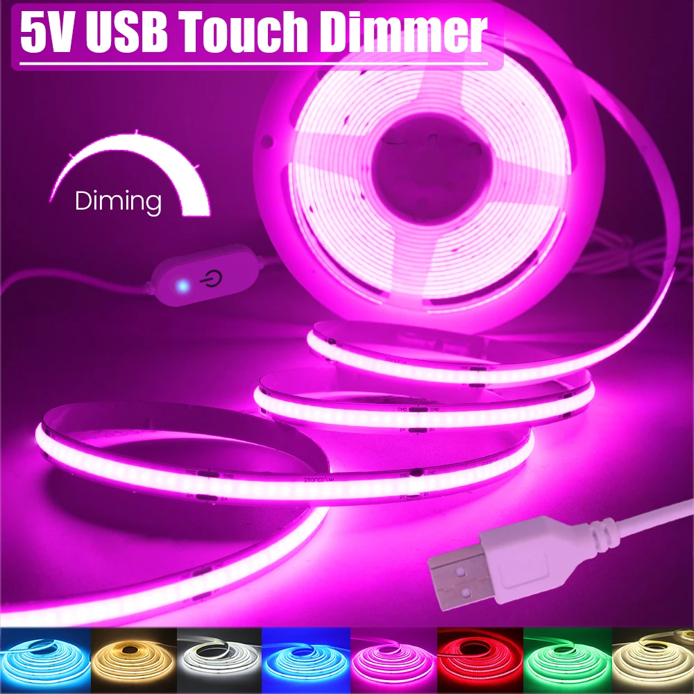 tira led com dimmer de toque para decoracao de casa fita leve flexivel com usb vermelho rosa azul gelo e cor verde dc 5v 320leds 01