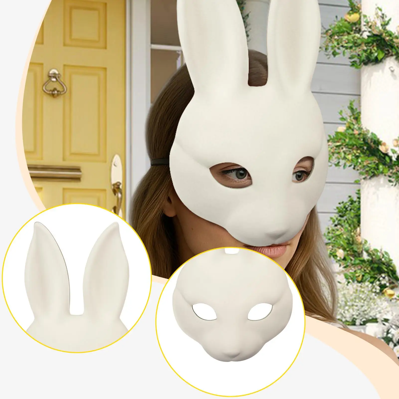 

Halloween Rabbit Mask Funny Gifts Parties Favour Comfortable Fit,Supplies Holiday Sturdy Everyday White,Costumes Accessories