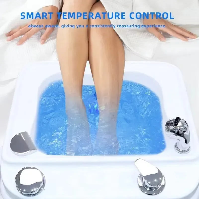 Hot Sale Electric Floor Mounted Foot Basin Spa Massager Single Hole Faucet Heat Colored Lights Deep Clean Foot Bath for Salon