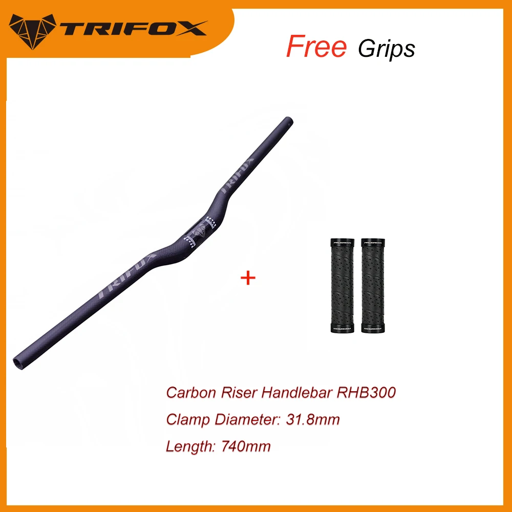 

TRIFOX Carbon Fiber MTB Riser Handlebars 31.8mm 740mm 3K Matt Mountain XC Bike Bar with Free Grip