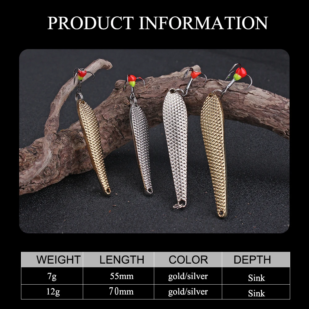 FTK Spinner cucchiaio winter Ice Fishing Lure 55mm/70mm 1 pz 7g/12g oro argento esche dure con Treble Hook per trota luccio