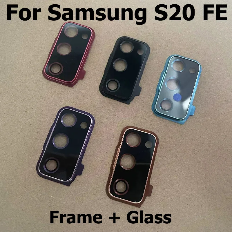 New For Samsung Galaxy S20 FE Back Camera Glass Rear Lens Cover With Frame Glue Sticker Adhesive