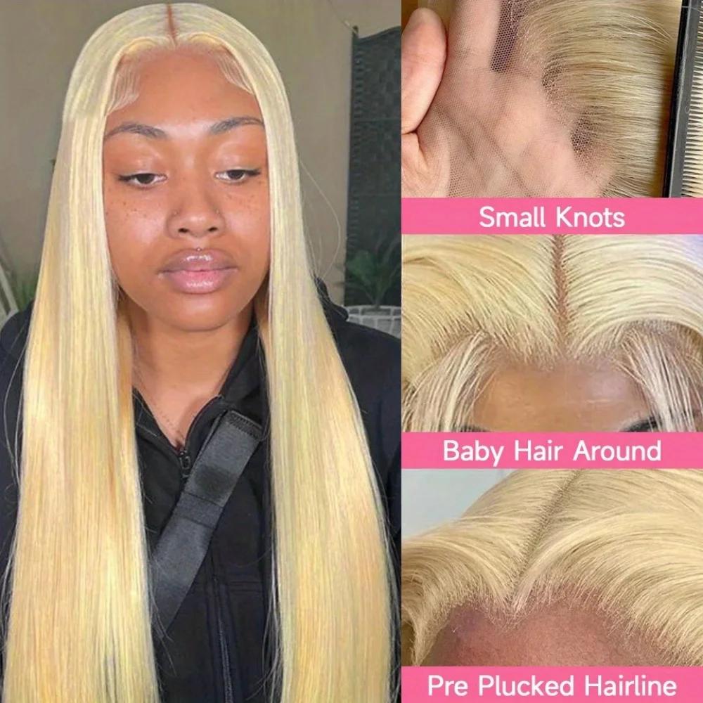 220% Density 613 Blonde Lace Front Wigs Straight Human Hair 13x6 13x4 Hd Lace Frontal Wig Pre Plucked Brazilian For Women image 2