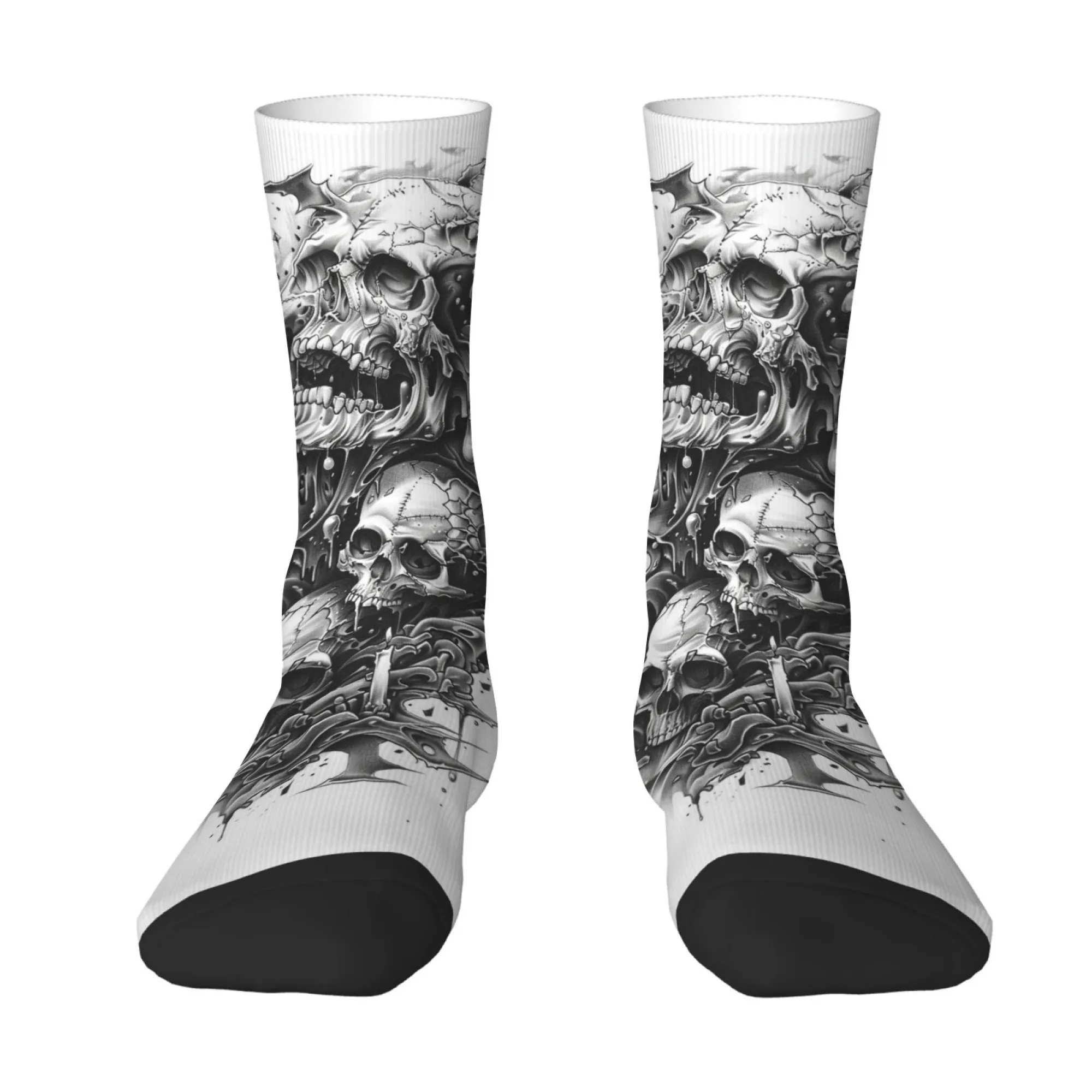 Gothic Dark Skull Print Men's Socks Skin-friendly and Durable Socks Fun Stylish Street-style Rebellious Sports Cycling Socks
