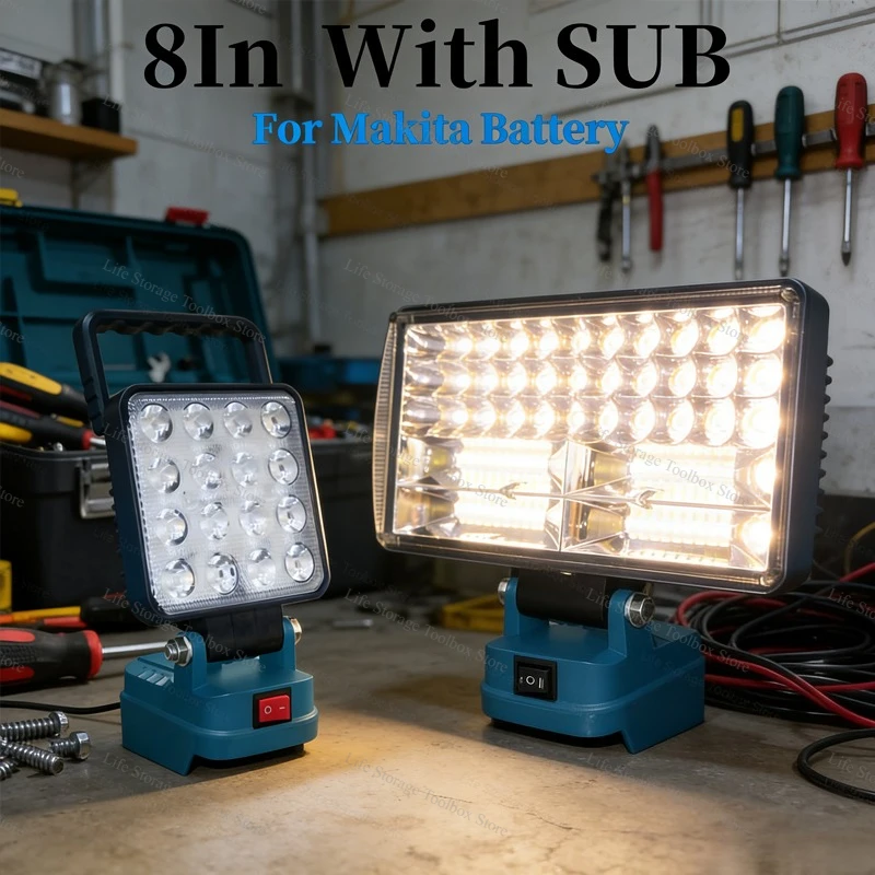 

14.4V-18V Li-ion Battery LED Work Light Cordless Flashlight Portable Camping Lamp with USB Charging for Emergency & Workshop