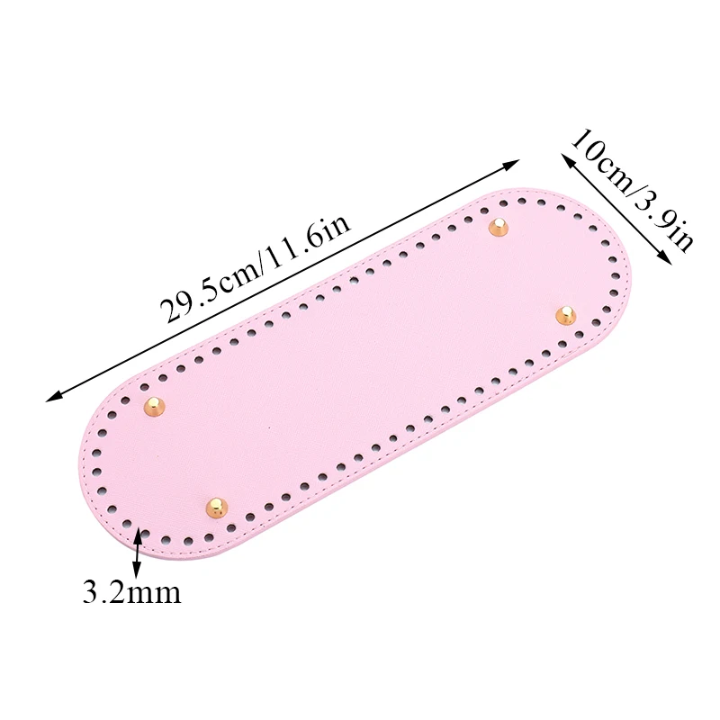 Fundo oval artesanal para saco de malha PU almofada de couro, base de artesanato com furos DIY acessórios de crochê 29.5*10cm