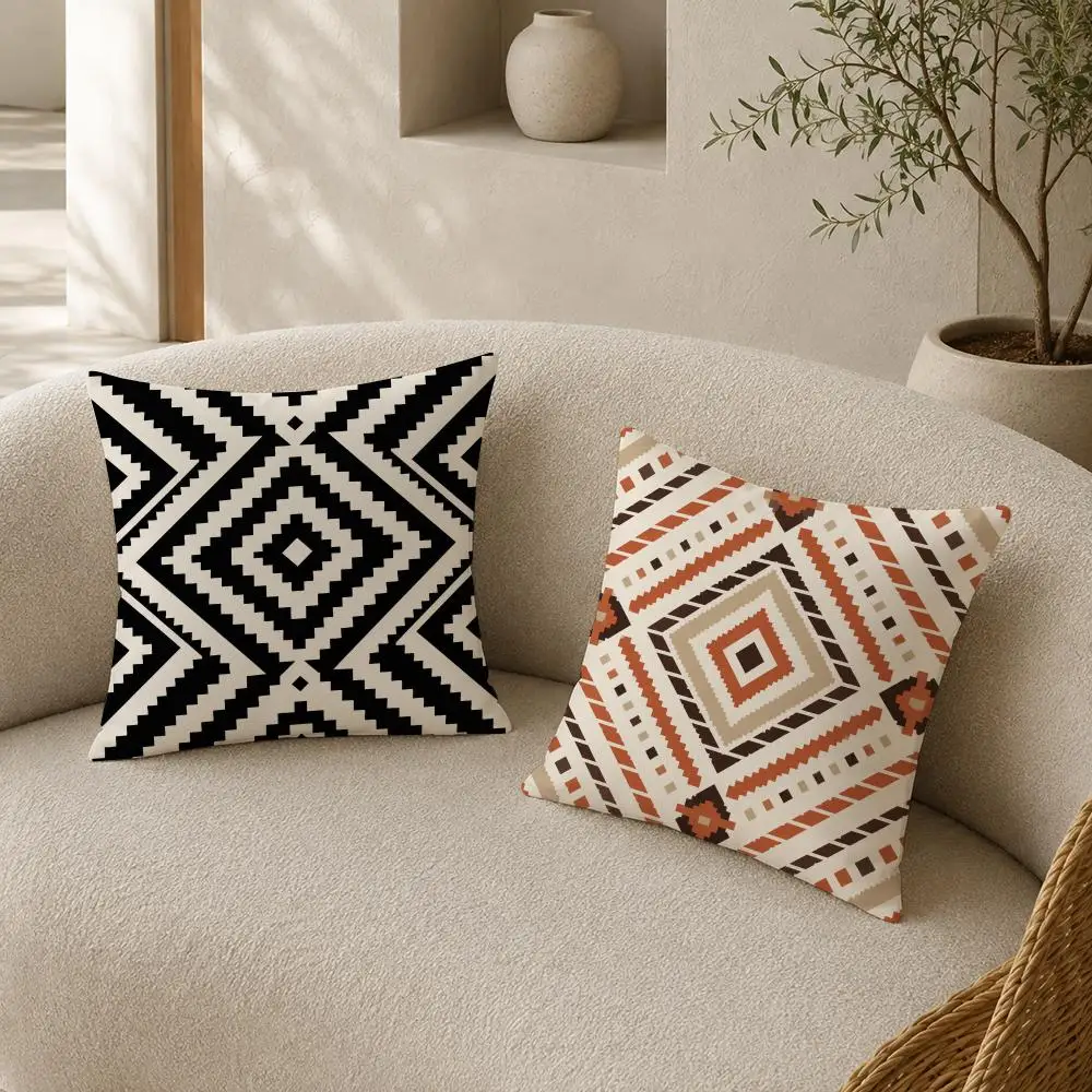 Cute Pastel Ethnic Tribal Diamond Cushion Cover Pillow Case plush Double-sided Print Square Covers Sofa Home Cushion