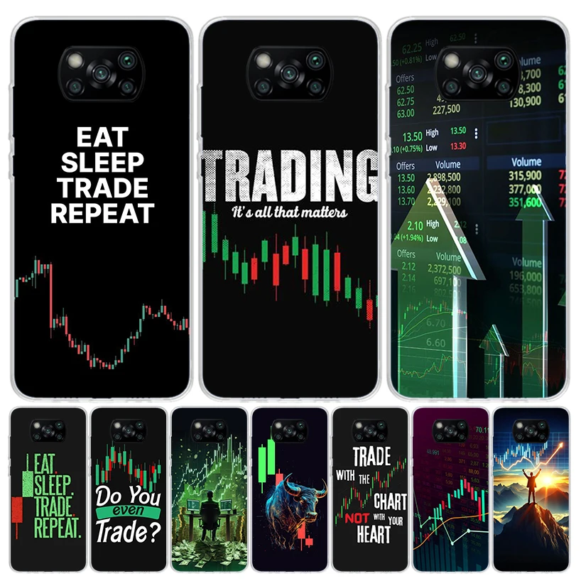 Trade Investment Forex Stock Market For Xiaomi Poco X6 X3 Nfc X5 X4 F6 F5 Pro Phone Case F4 Gt F3 F2 F1 M5S M4 M3 M2 5G Fundas C