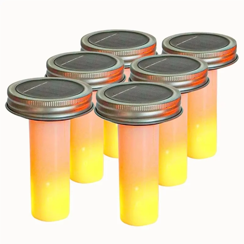 A50I Garden Wedding Terrace Home Decoration 8Pcs Jar Light LED Flame Lights Solar Powered Gypsum Covered Can Lid Flickering