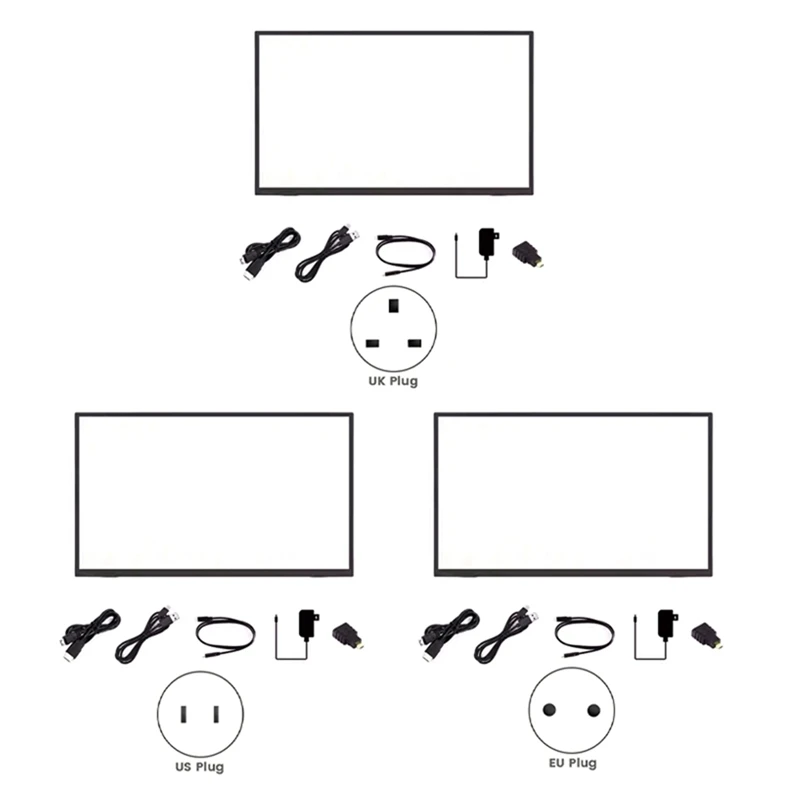 18.5-Inch Touch Screen LCD Portable Type-C/Minihdmi-Compatible Interface IPS Display For Raspberry Pi 5, Mobile Phone US Plug