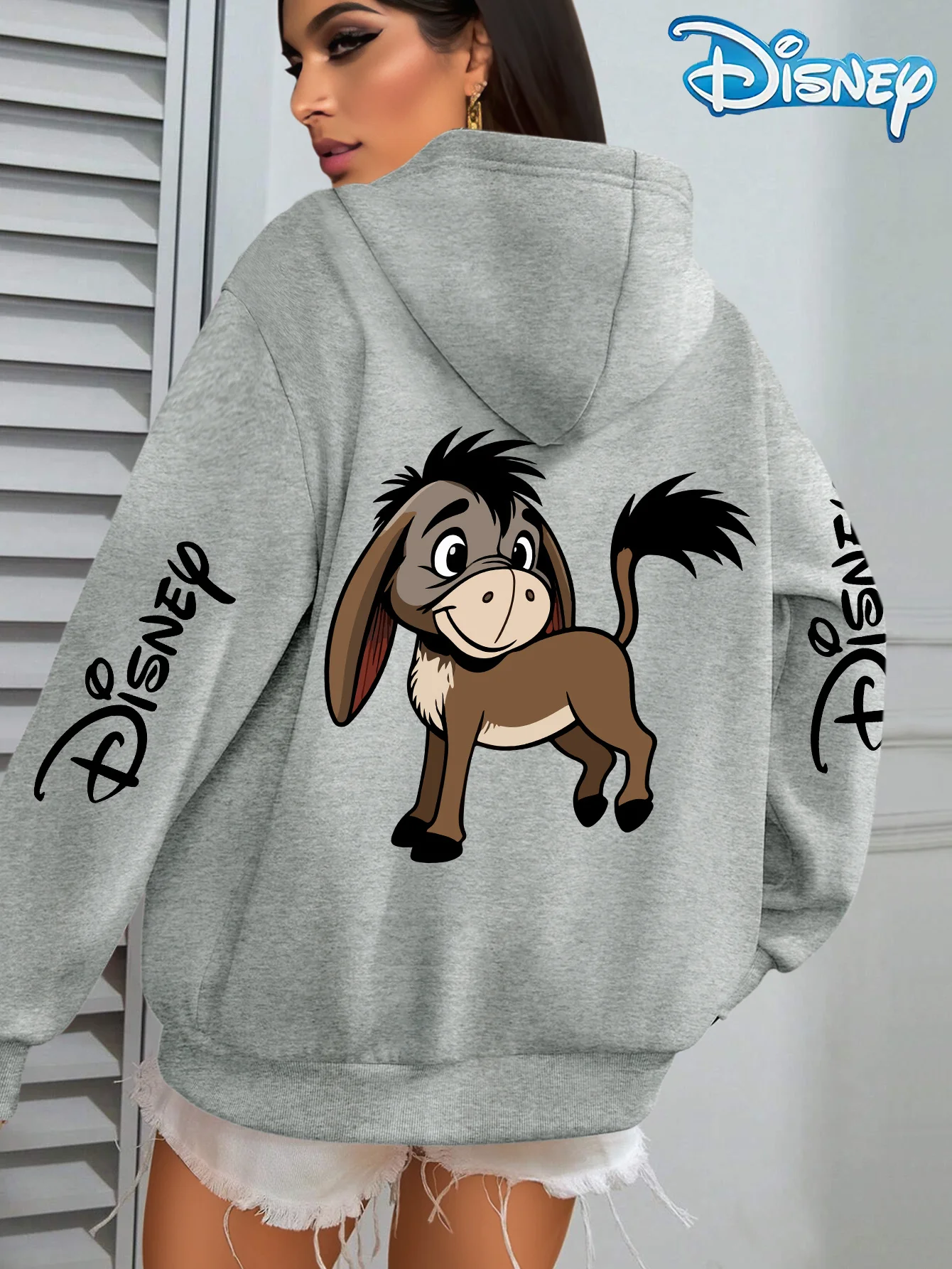 

Disney Women Eeyore Pattern Hoodie-Unisex Autumn and Winter Fleece Hooded Everyday Outdoors Hoodie for Any Occasion