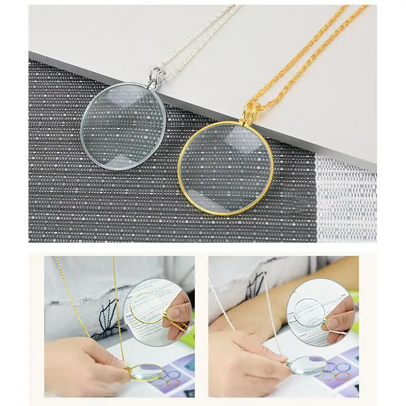 Exquisite Magnifying Glass With Chain Jewelry Reading Glasses For Gem Identification