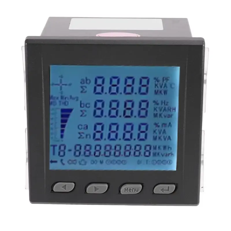 AWAH Short Case Multifunction Meter 3 Phase Power Meter Ampere Voltage Kwh Watt Var Power Factor Frequency LCD Display