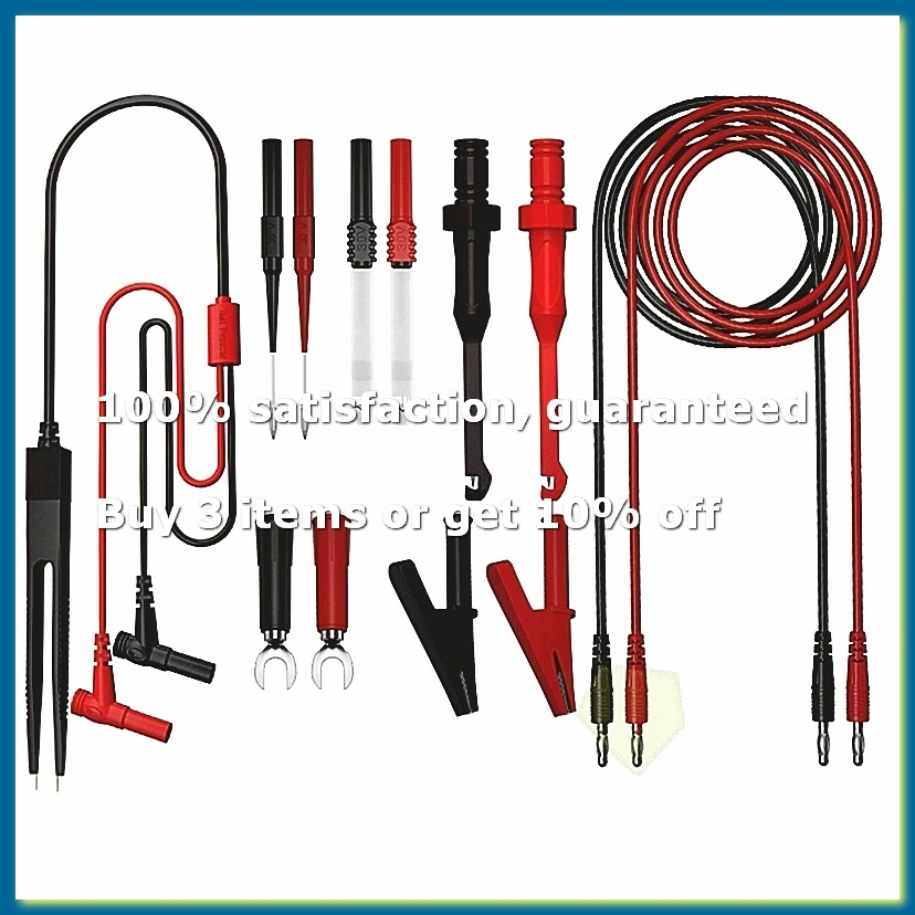 Multimeter Test Leads Kit Digital Electrical Test Probes Set with Alligator Clips Test Tweezer Wire-Piercing-FABY